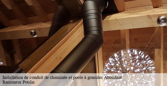 Installation de conduit de cheminée et poele à granules  abondant-28570 Ramoneur Poulin