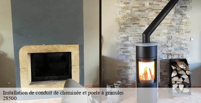 Installation de conduit de cheminée et poele à granules marville-moutiers-brule-28500 Ramoneur Poulin