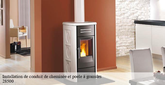 Installation de conduit de cheminée et poele à granules marville-moutiers-brule-28500 Ramoneur Poulin